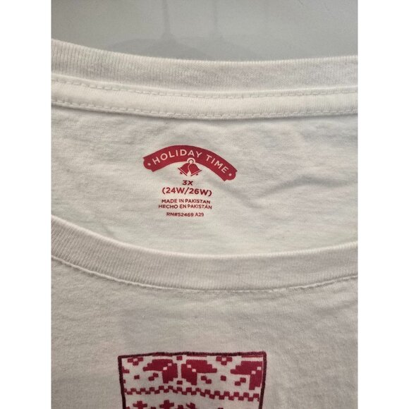 Holiday Time Womens 3X White Texas Christmas T-Shirt Tis The Season Red Graphic - Picture 2 of 3